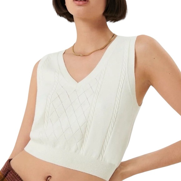 Sunday Best wool & cotton cable knit sweater vest size S excellent condition - Picture 1 of 9